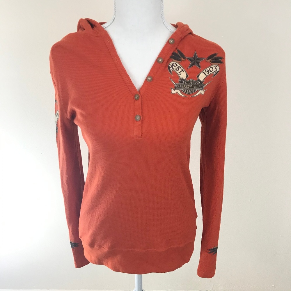 Harley Davidson Orange Graphic Thermal with Hoodie